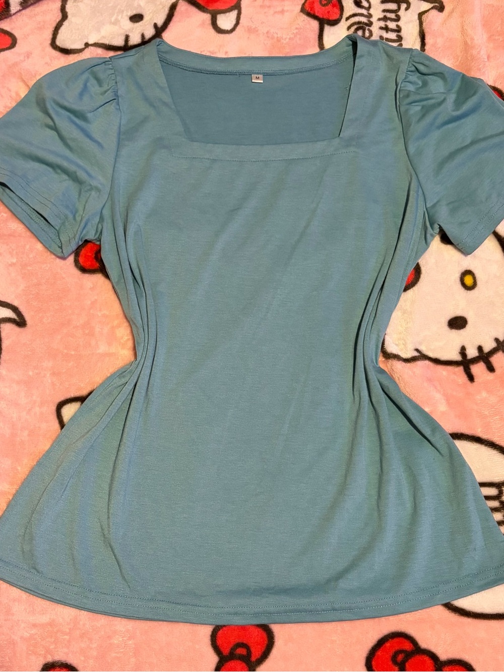 Women’s Square Neck Short Sleeve Top in Teal